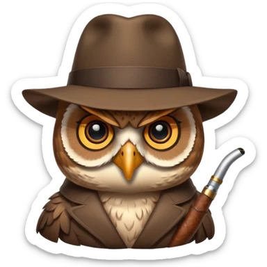 Owl smoking pipe with a fedora sticker