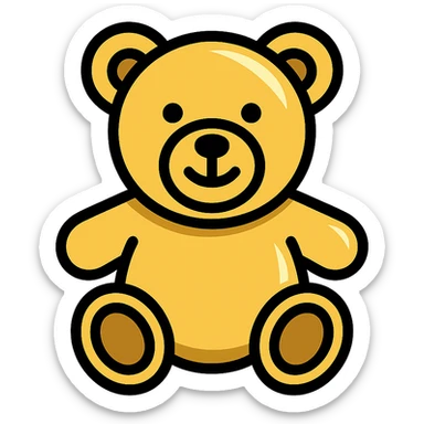 gold teddy bear, metallic, shiny icon sticker