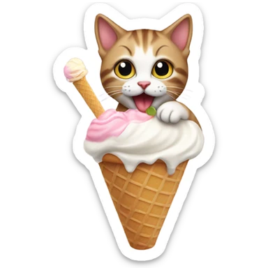 Kitten eating ice cream sticker