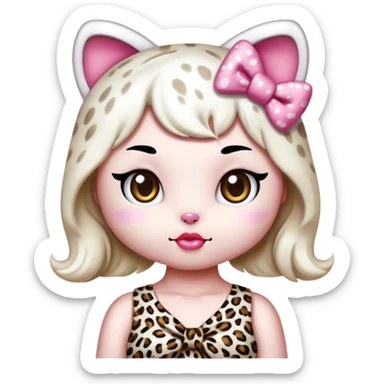 Hello kitty white leopard dress leopard bow sticker