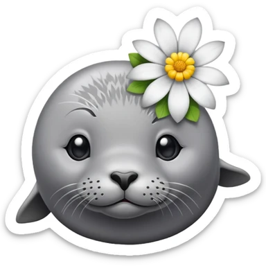 Seal sitting down with the flower on the head sticker