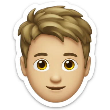 Jeune homme visage ovale  yeux vert avec lunette rondes rouges et carré voir cheveux brun  sticker