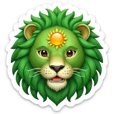 Majestic green lion with sun in his mouth sticker