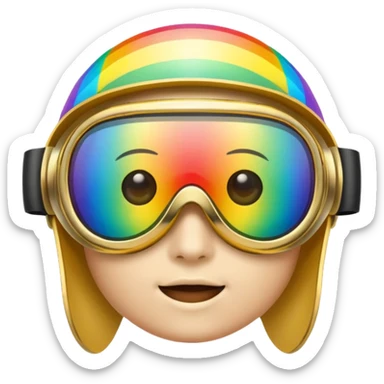 gold simulation rainbow visor goggles sticker