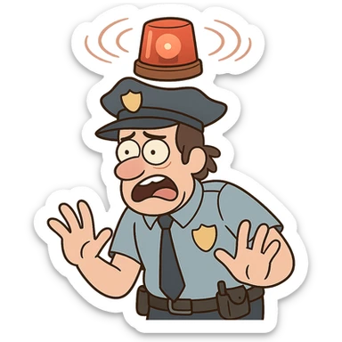 red police siren light, cartoon style, spinning effect, no text sticker