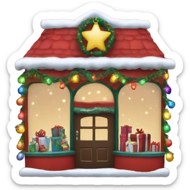Christmas shop with Christmas lights  sticker