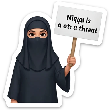 Okay I just want to you to create me an emoji of protesting against the avoidation of niqab sticker