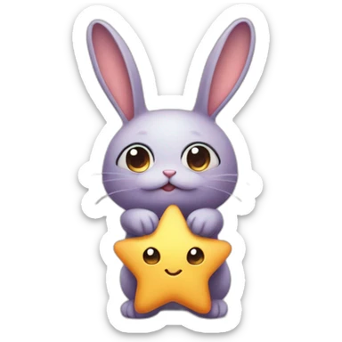 Cute star creature with bunny years sticker