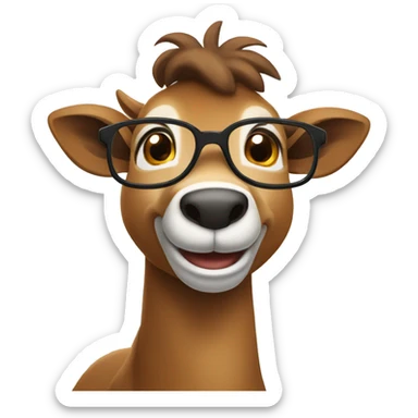 happy smart smiling brown chamois with glasses turn to left sticker