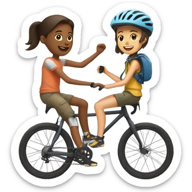 Boy an girl riding gravel bikes  sticker
