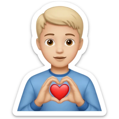 Un garçon beau qui fait un cœur sticker