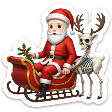 Grim Santa with a sleigh and skeleton reindeer sticker
