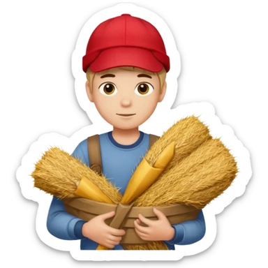 Boy helping farm – Red cap, carrying hay


 sticker