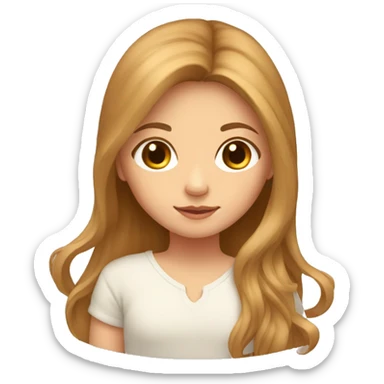 Girl with light brown long hair with newborn sticker