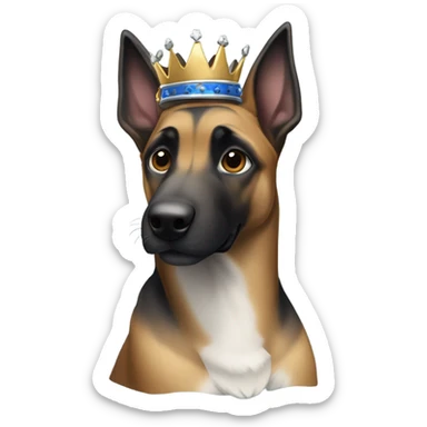 A malinois dark blue merle without red color with a crown on his head sticker