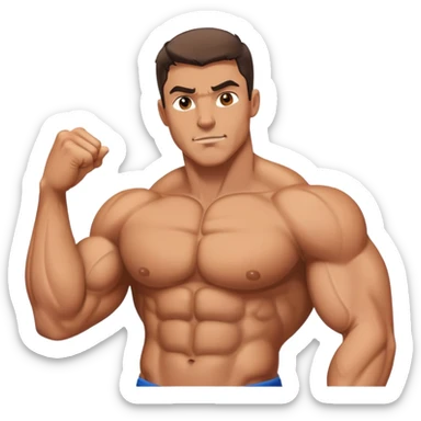 muscular man flexing chest sticker