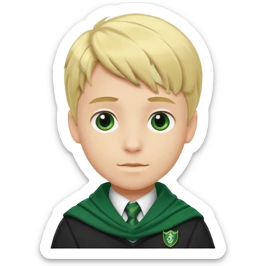 blonde hair boy in Slytherin uniform with green scarf sticker