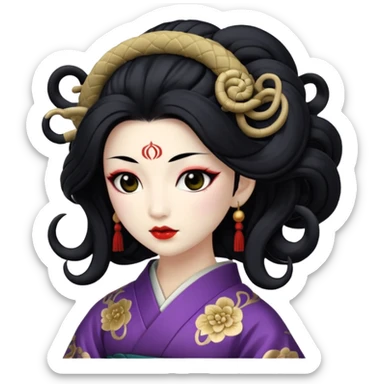geisha with medusa head  sticker