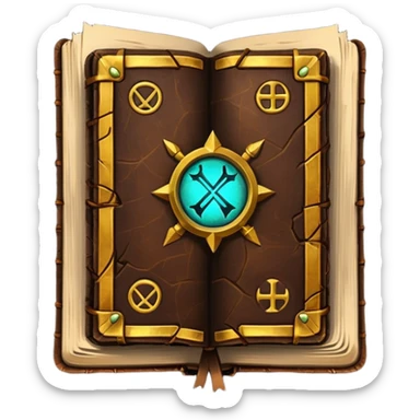 Spell Book – Old leather book with glowing runes and bookmarks sticker