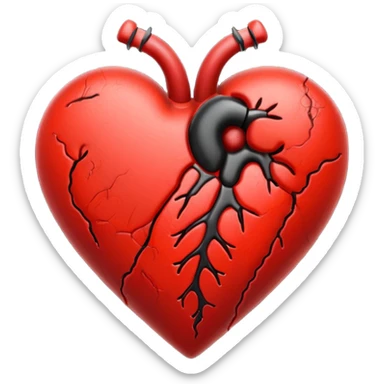 heart with black and red stitches sticker