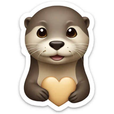 Otter with a small beige heart sticker