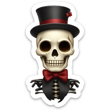 Cute skeleton w dark red bow on head sticker