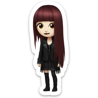 goth girl that has porcelain skin and Long Dark Red hair and has fringe bangs sticker