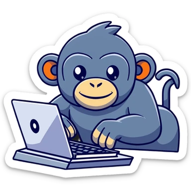 excited ape sending text messages on a computer keyboard sticker