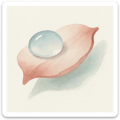 watercolor illustration of a dew drop on a rose petal, gentle blending, delicate details sticker