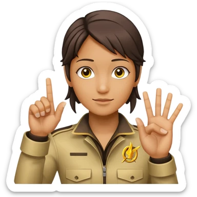 yellow hand doing the three fingers up salute from the hunger games sticker