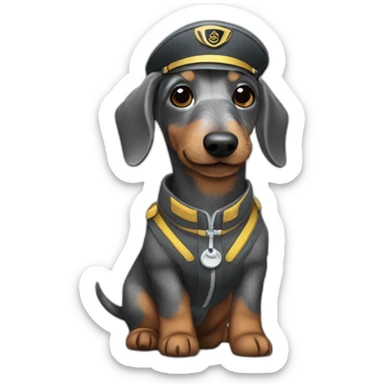 grey wire-haired daschund dressed as pilot sticker