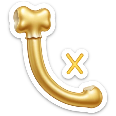 Simple, minimalist vitamin K2 symbol with a soft golden glow beside a bright, luminous bone. Both elements emit a gentle ethereal light, with subtle connections between them showing K2's role in bone health. sticker