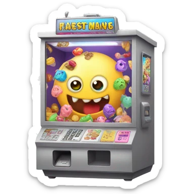 claw machine like monster computer with food inside in it sticker