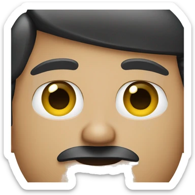 dark hair dark eye man with short mustache flight attendant sticker