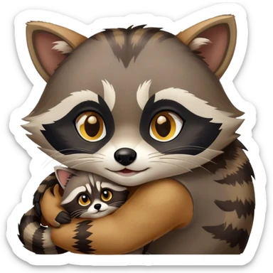 Raccoons and cats hugging each other  sticker