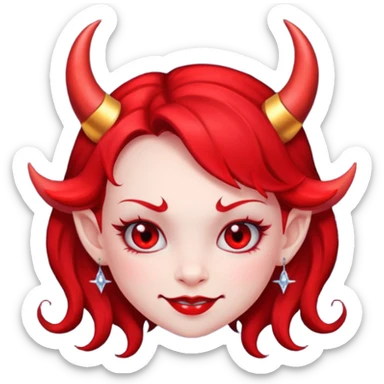 Devil girl cartoon sticker, smirk, sparkles, cute but naughty sticker