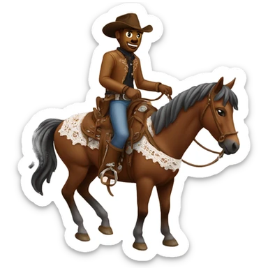 cowboy on horse with lace sticker