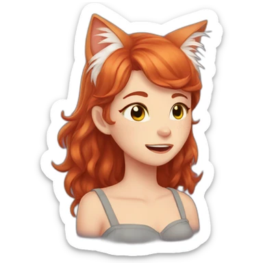 Redhead catgirl cry sticker