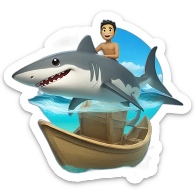 Un homme tahitien sur un requin  sticker
