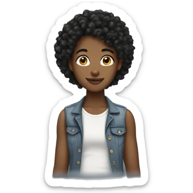 A black teen with curly black hair sticker