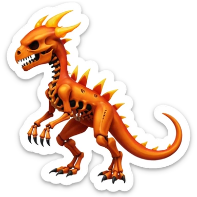 Oily smooth glossy evil sharp edgy badass skeletal fiery skull-faced l Charmeleon-Zeraora-Salandit-fusion, full body sticker