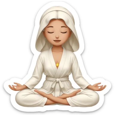 woman meditating in lotus pose, skin tone like the 🧘 emoji, peaceful expression sticker