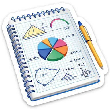 a notebook with lots of mathematical sketches sticker