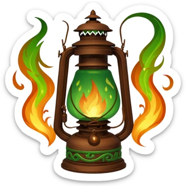 green fire brown lanttern sticker