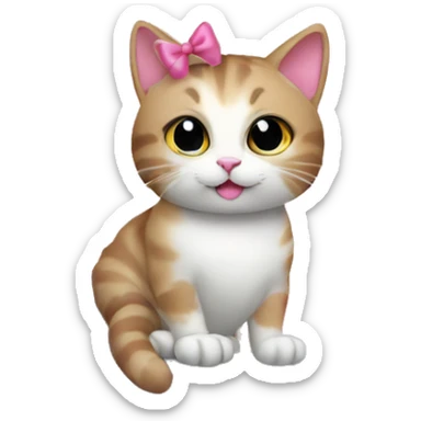 cat with pink bow sitting on the moon sticker