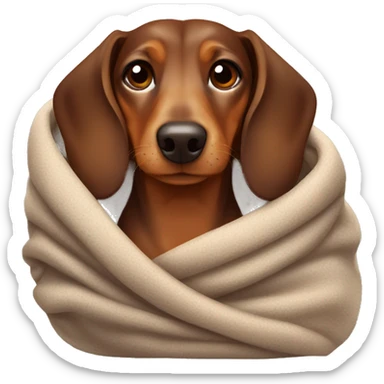 Brown Dachshund wrapped in warm blanket  sticker