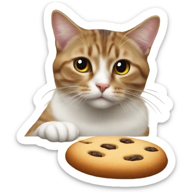 a cat eating a cookie sticker