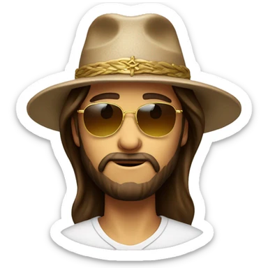 Jesus wearing sunglasses with a fedora emoji ￼ sticker