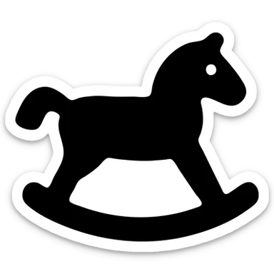 rocking horse, solid icon style, filled silhouette, bold and simple sticker
