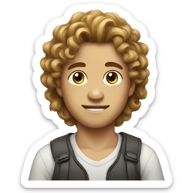 Boy with th hair long and curly sticker